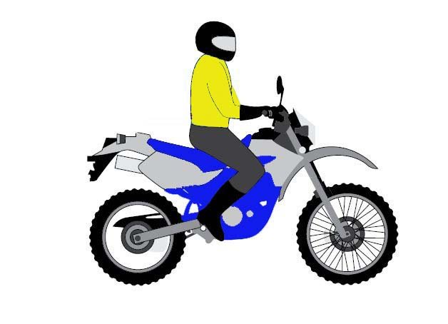 Motorcycle rider sitting well forward